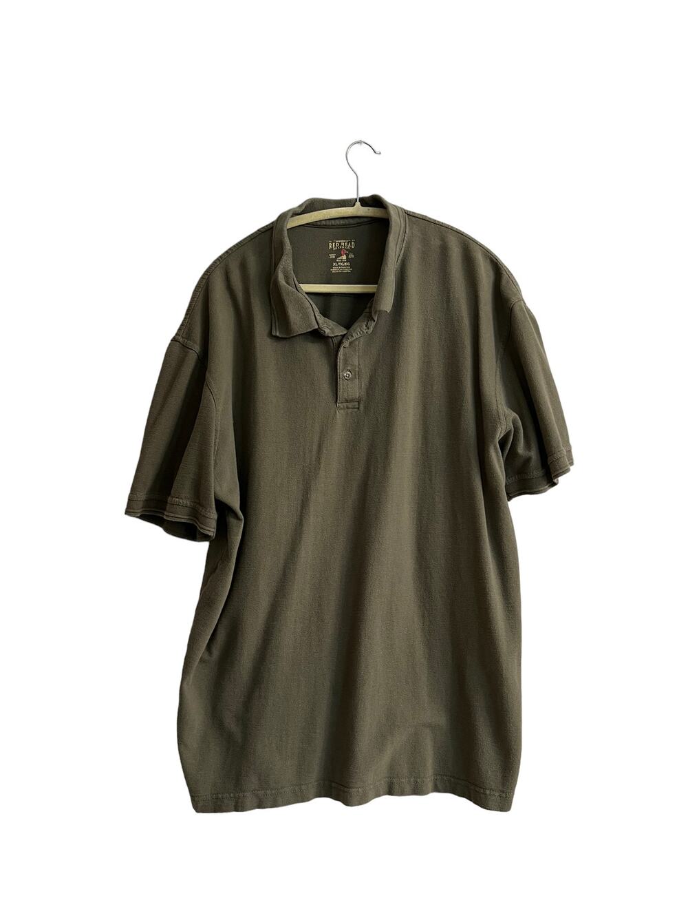 redhead brand co. men polo shirt 3/4 button short sleeve green sz xl